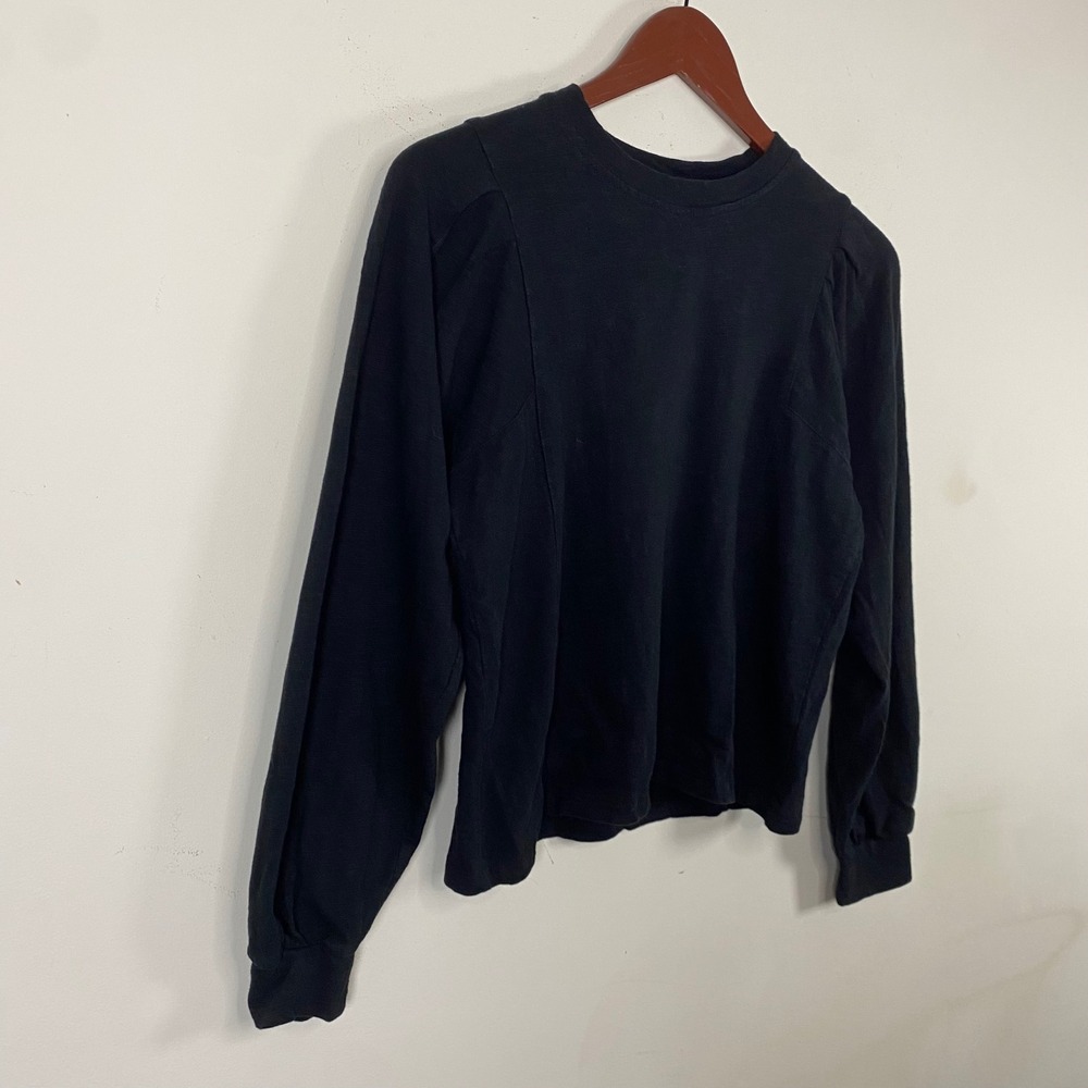 Marine Layer Womens XS Black Long Sleeve Top Puff Sleeve Minimalist Cotton - Picture 3 of 6